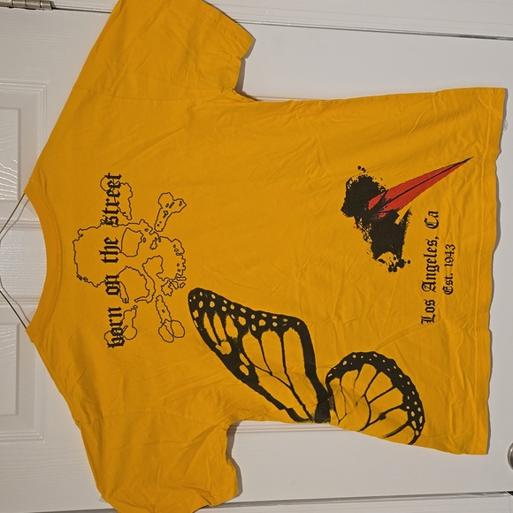 SMET By Christian Audigier Born On The Street Yellow T-Shirt w Butterfly Graphic - Picture 3 of 4